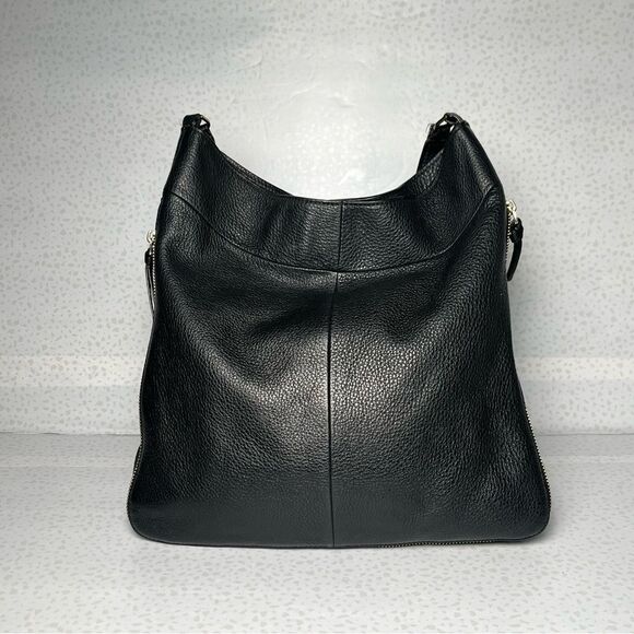 Tory Burch Black Pebbled Leather Expandable Hobo Shoulder Bag - Picture 6 of 13